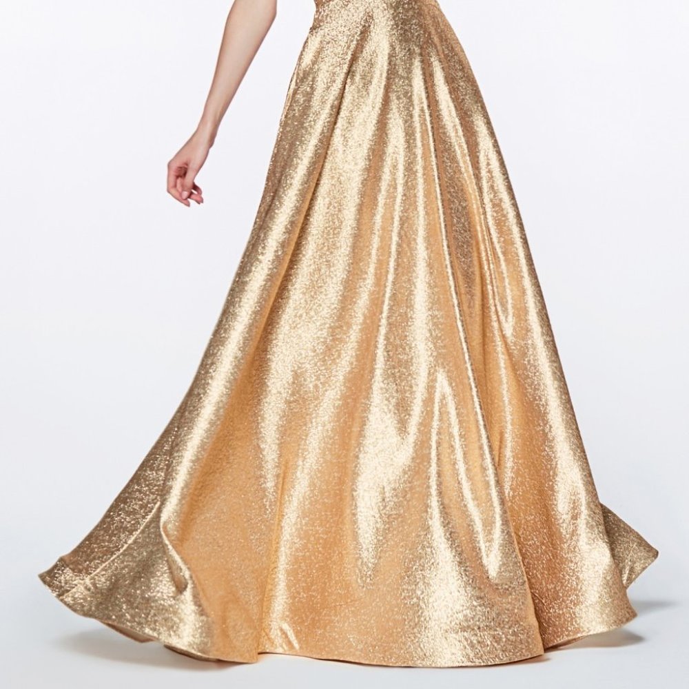 Metallic Off Shoulder Long Evening Dress CDCJ268 - Picture 6 of 7